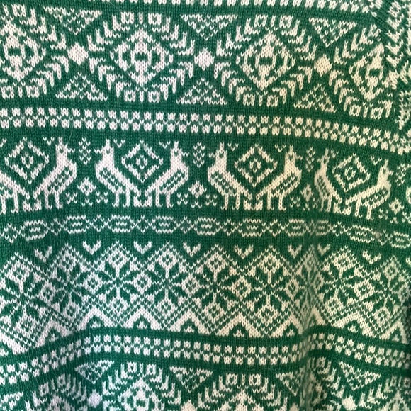 J. Crew Fair Isle Birds Green Sweater Medium - Picture 3 of 5